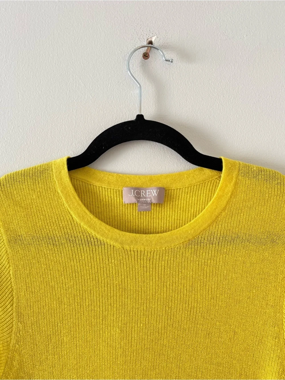 J. Crew Ribbed Featherweight Cashmere T-Shirt in Burnished Citron Short Sleeve
